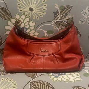 Coach Red Leather Hobo Bag with Slouchy Design